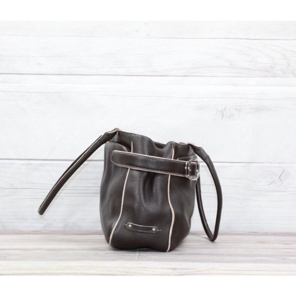 Cole Haan Brown Pebbled Leather Pink Lined Double Handle Tote Shoulder Bag - Picture 3 of 9